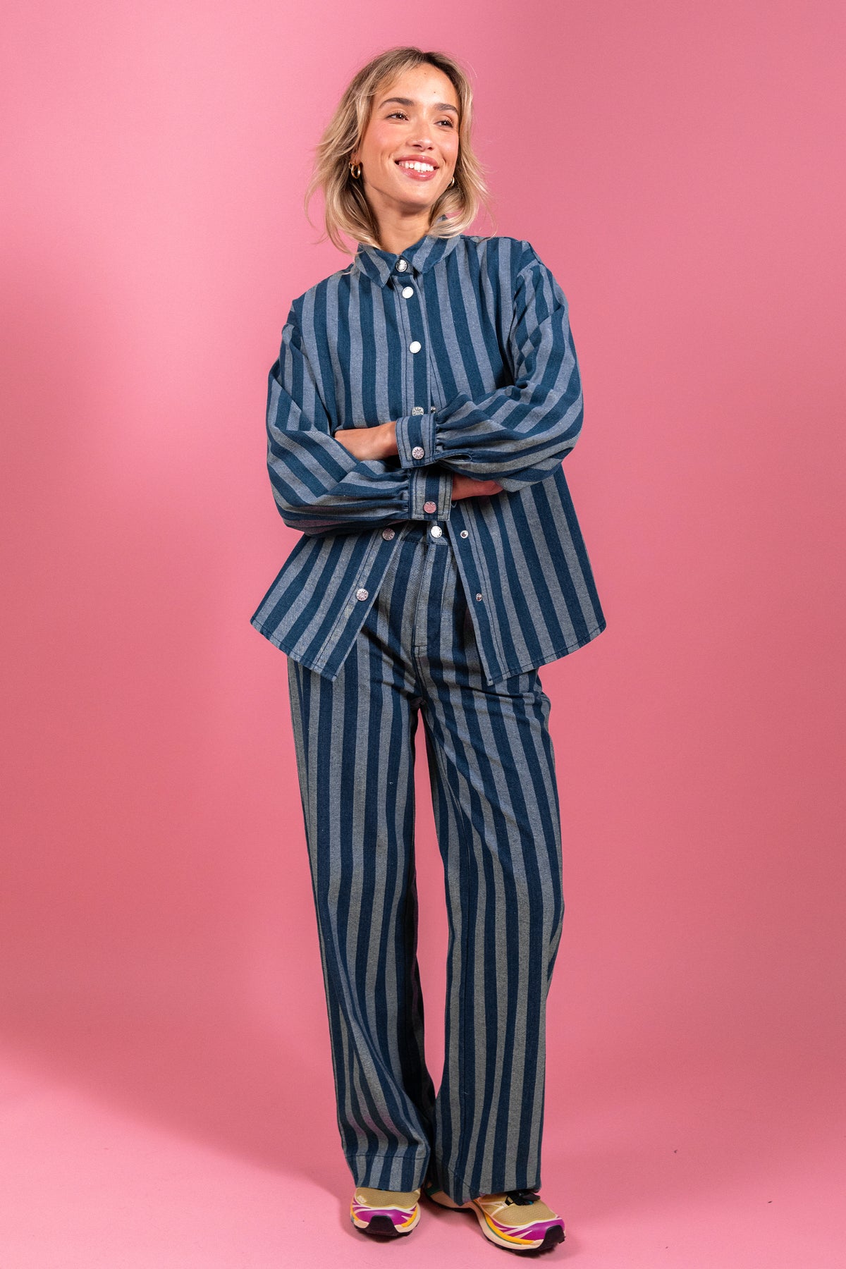 Ensemble Emmanuelle en jean rayé