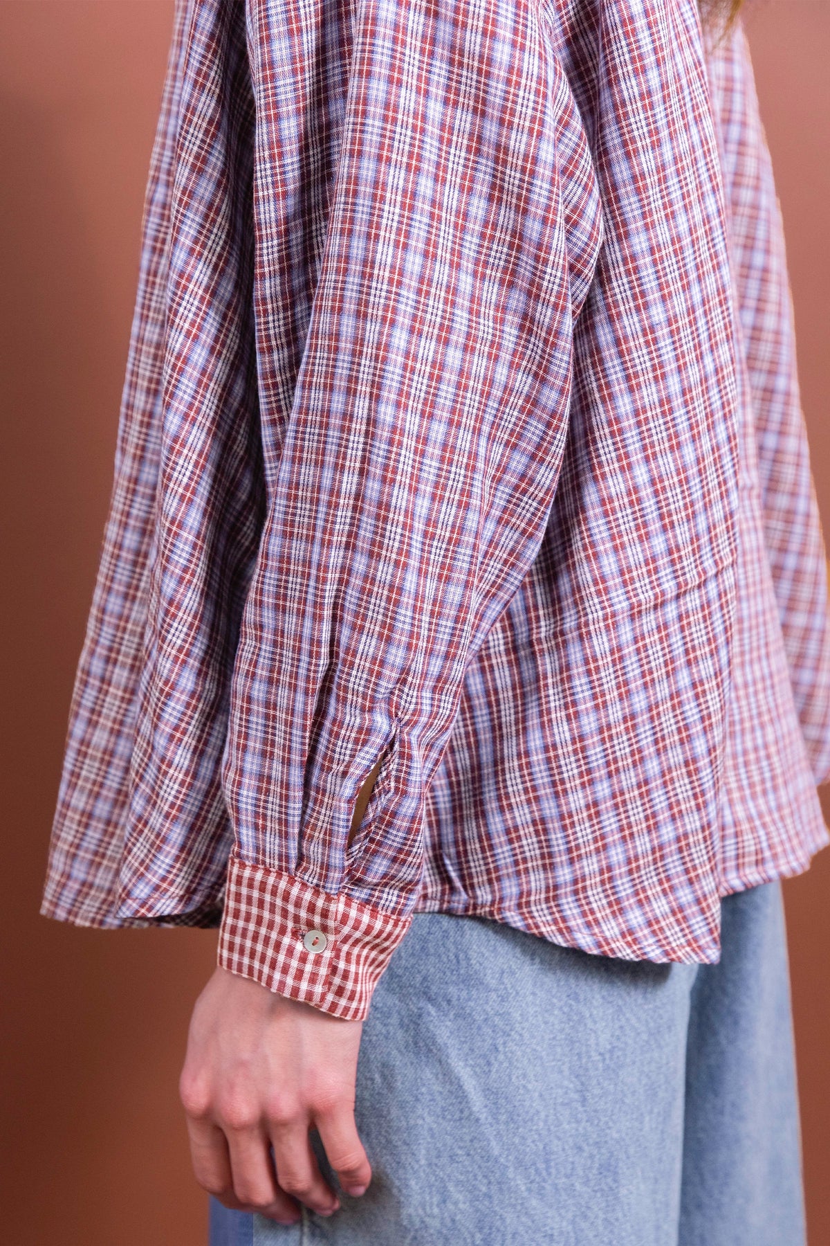 Benjamin burgundy plaid blouse