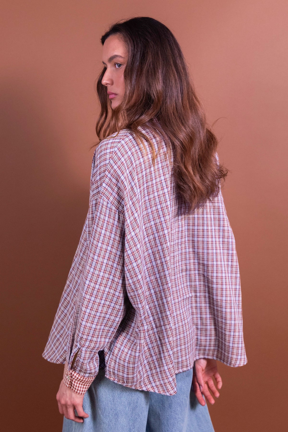 Benjamin burgundy plaid blouse