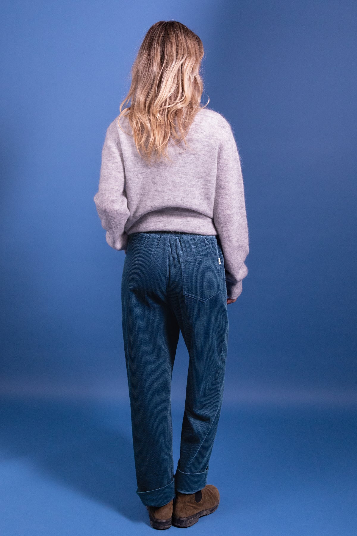 Pantalon Primo en velours bleu