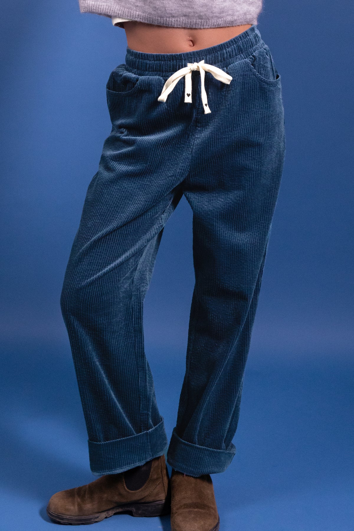 Pantalon Primo en velours bleu