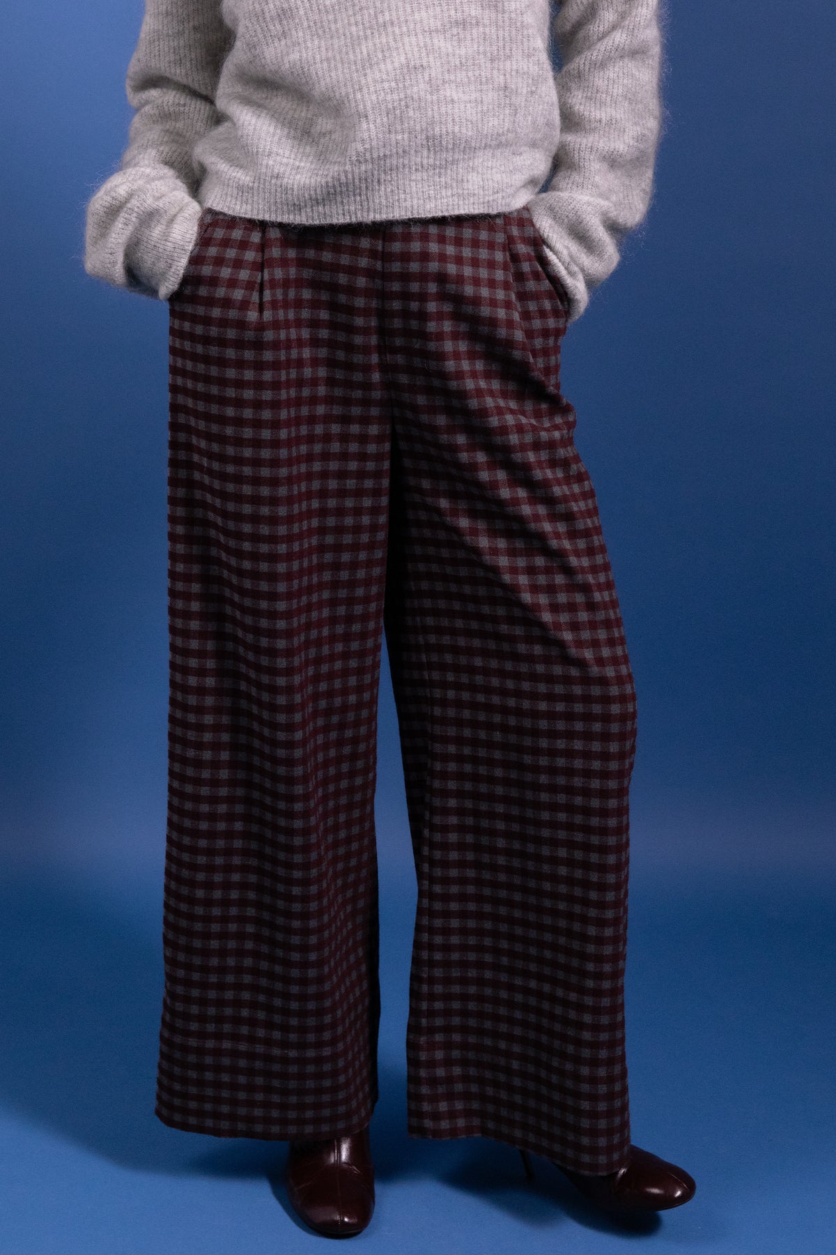 Pantalon Pakita carreaux bordeaux