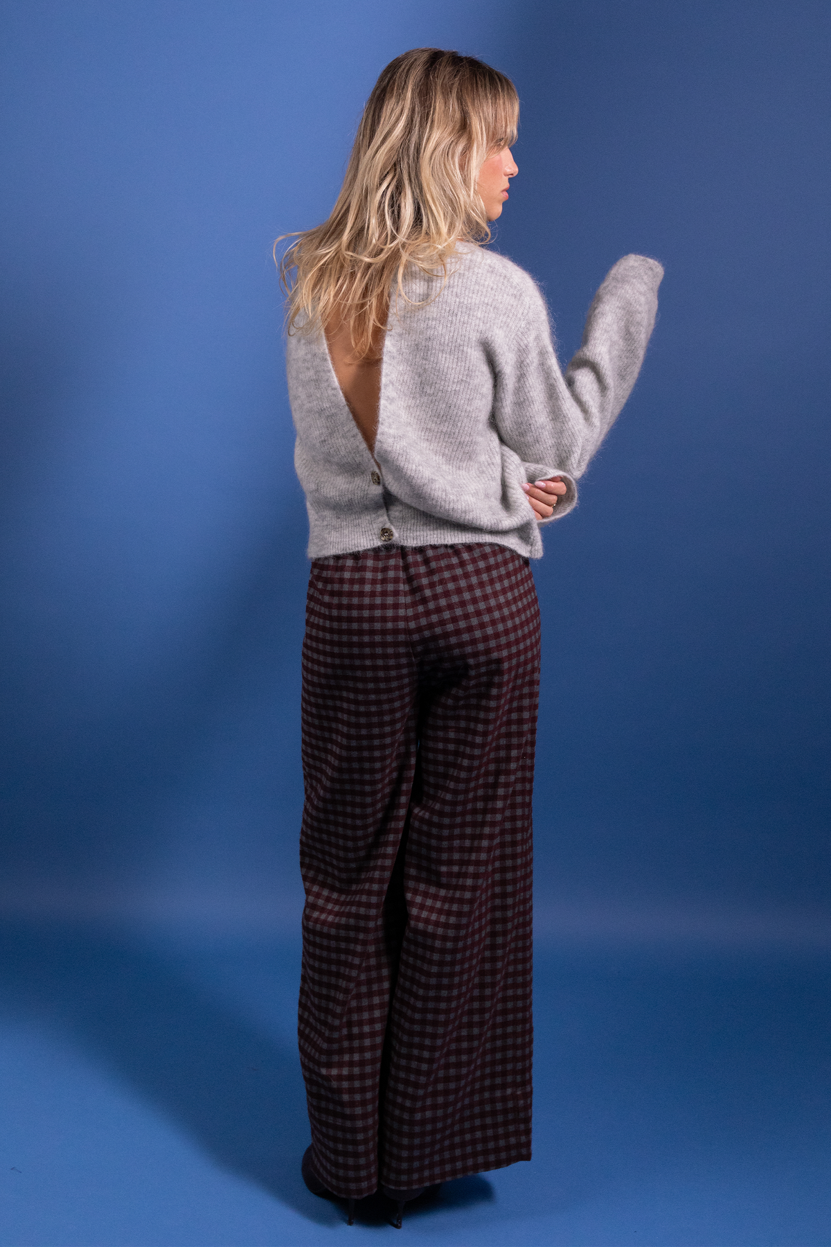 Pantalon Pakita carreaux bordeaux