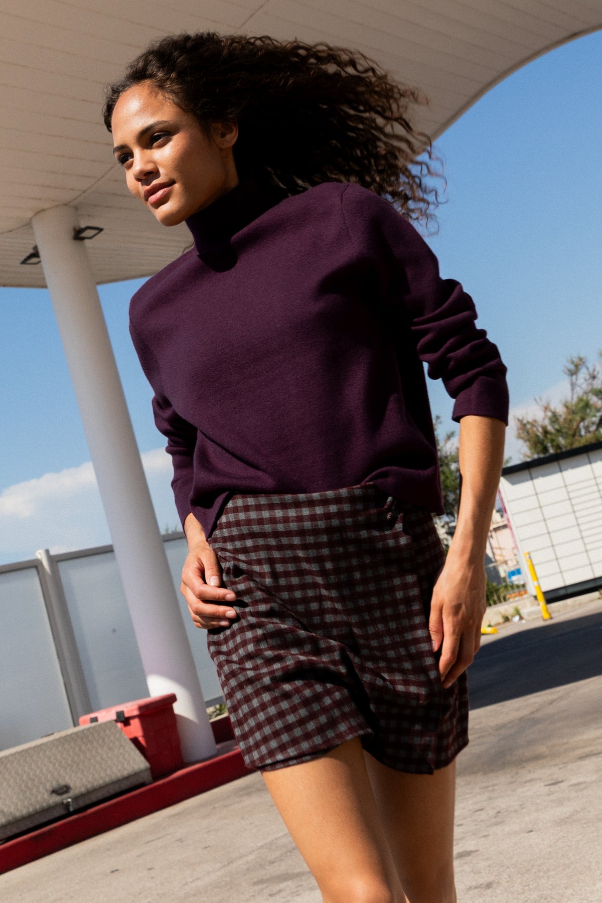 Jupe June carreaux bordeaux