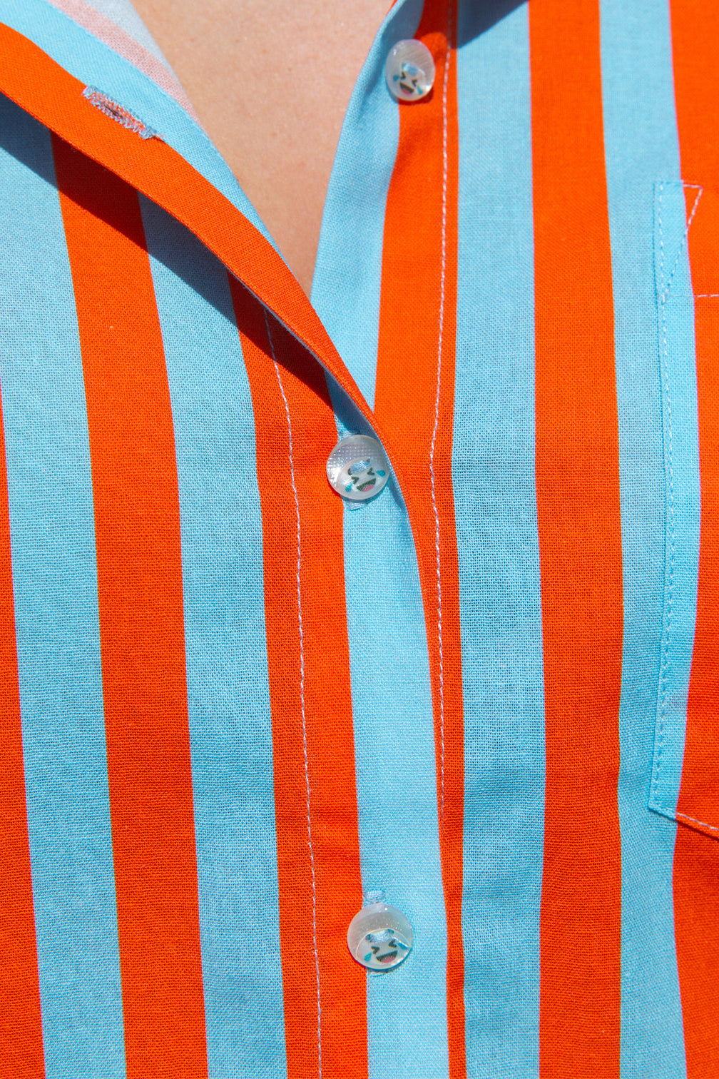 Chemise Cyrinne rayée bleu & orange