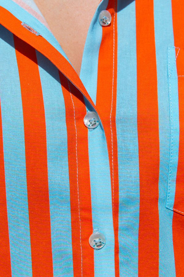 Chemise Cyrinne rayée bleu & orange