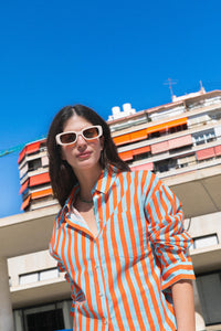 Chemise Cyrinne rayée bleu & orange