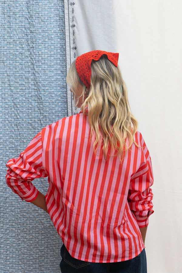 Chemise Cyrinne rayée rouge & rose