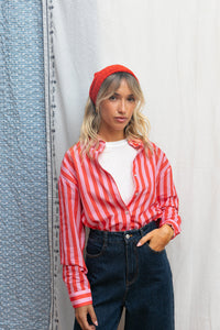 Chemise Cyrinne rayée rouge & rose