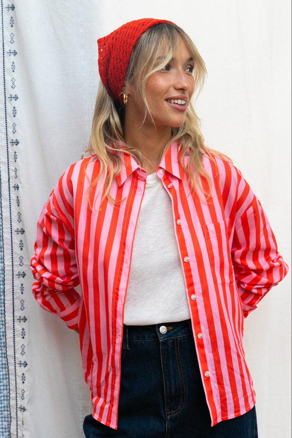 Chemise Cyrinne rayée rouge & rose