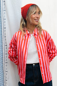 Chemise Cyrinne rayée rouge & rose
