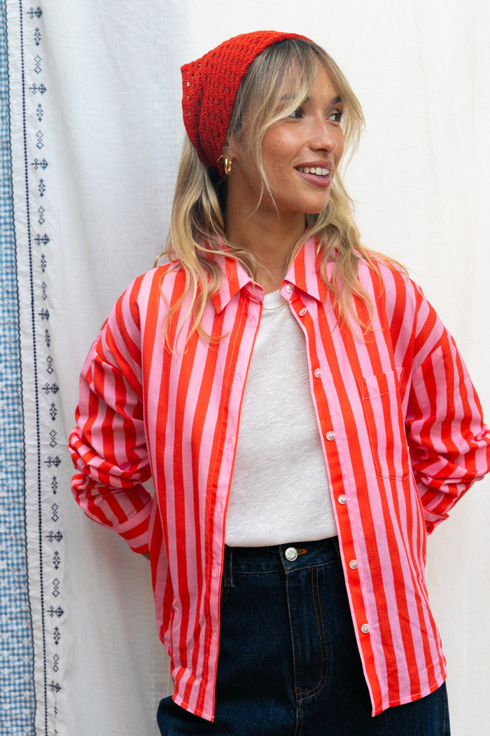 Chemise Cyrinne rayée rouge & rose