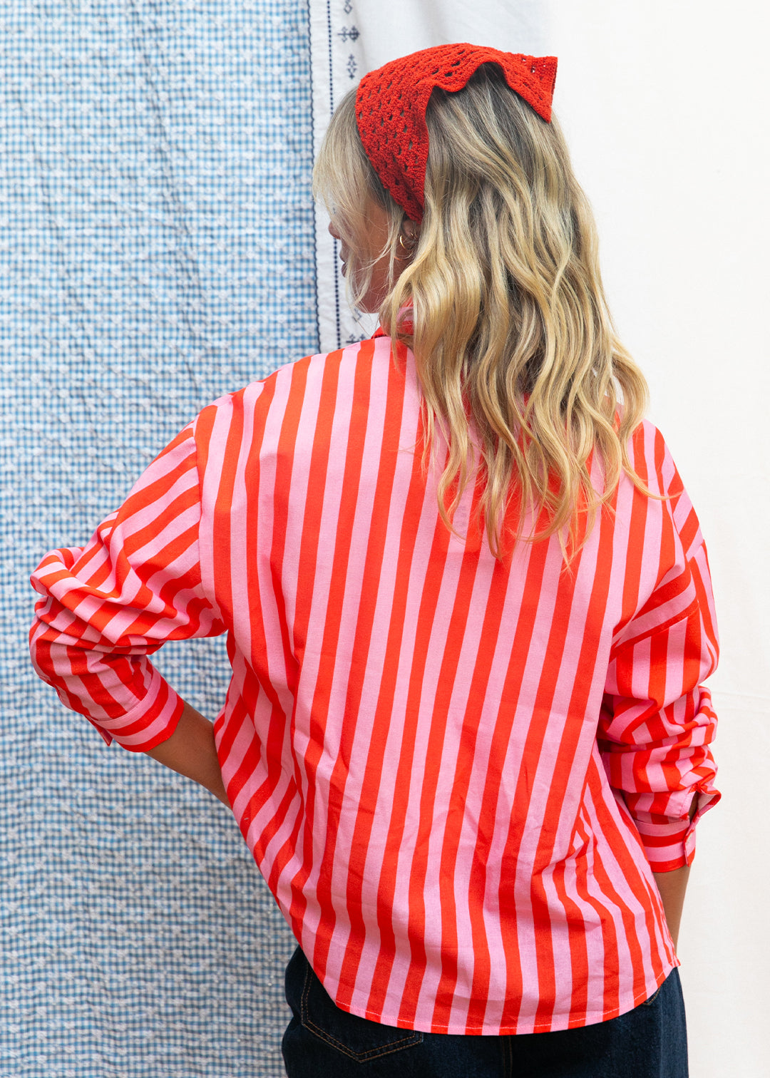 Chemise Cyrinne rayée rouge & rose