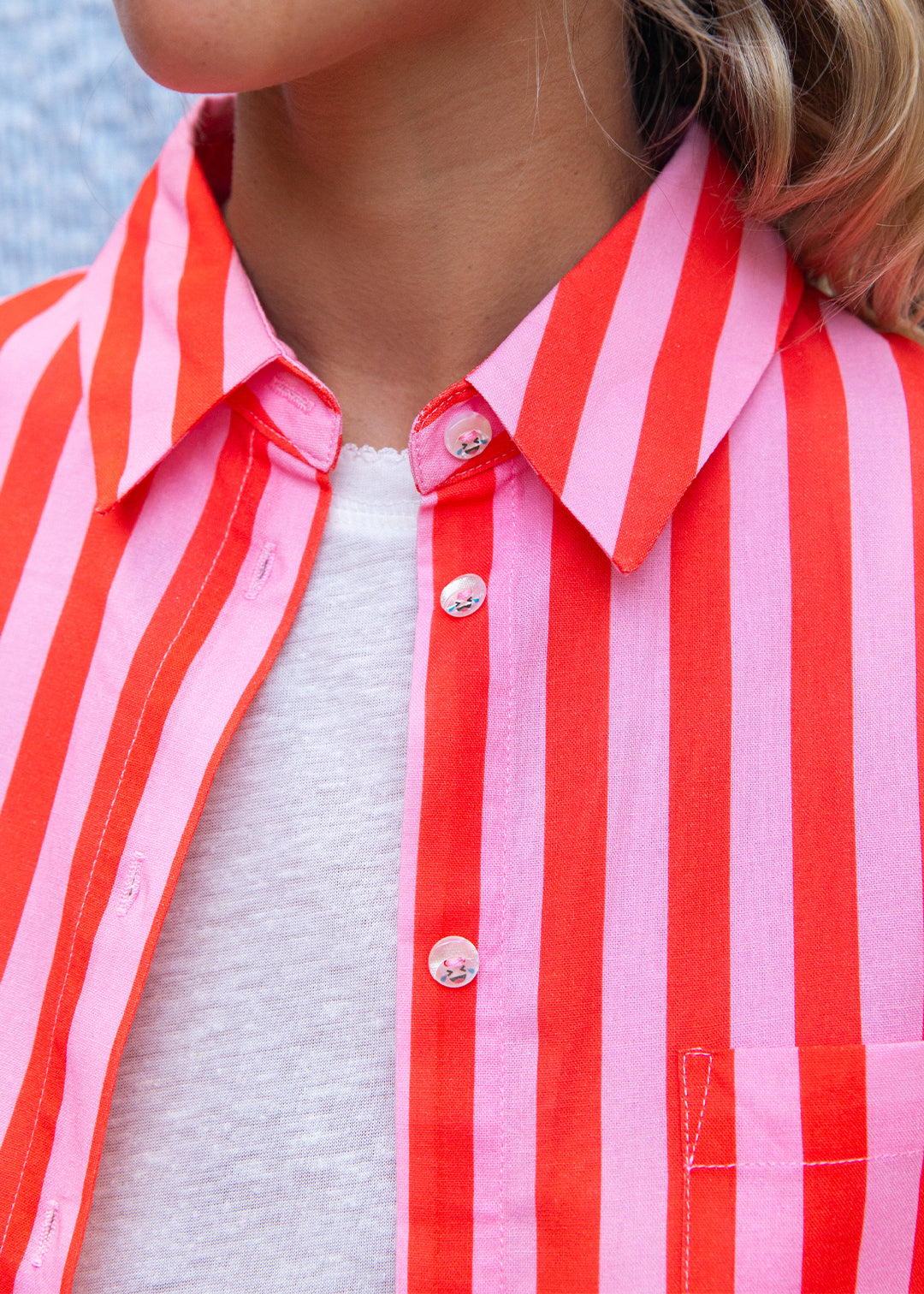 Chemise Cyrinne rayée rouge & rose