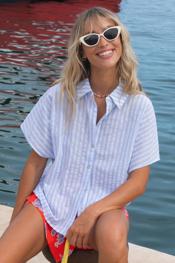 Chemise Caraibes à rayures bleues