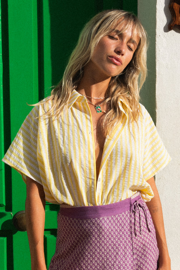 Chemise Caraibes à rayures jaunes