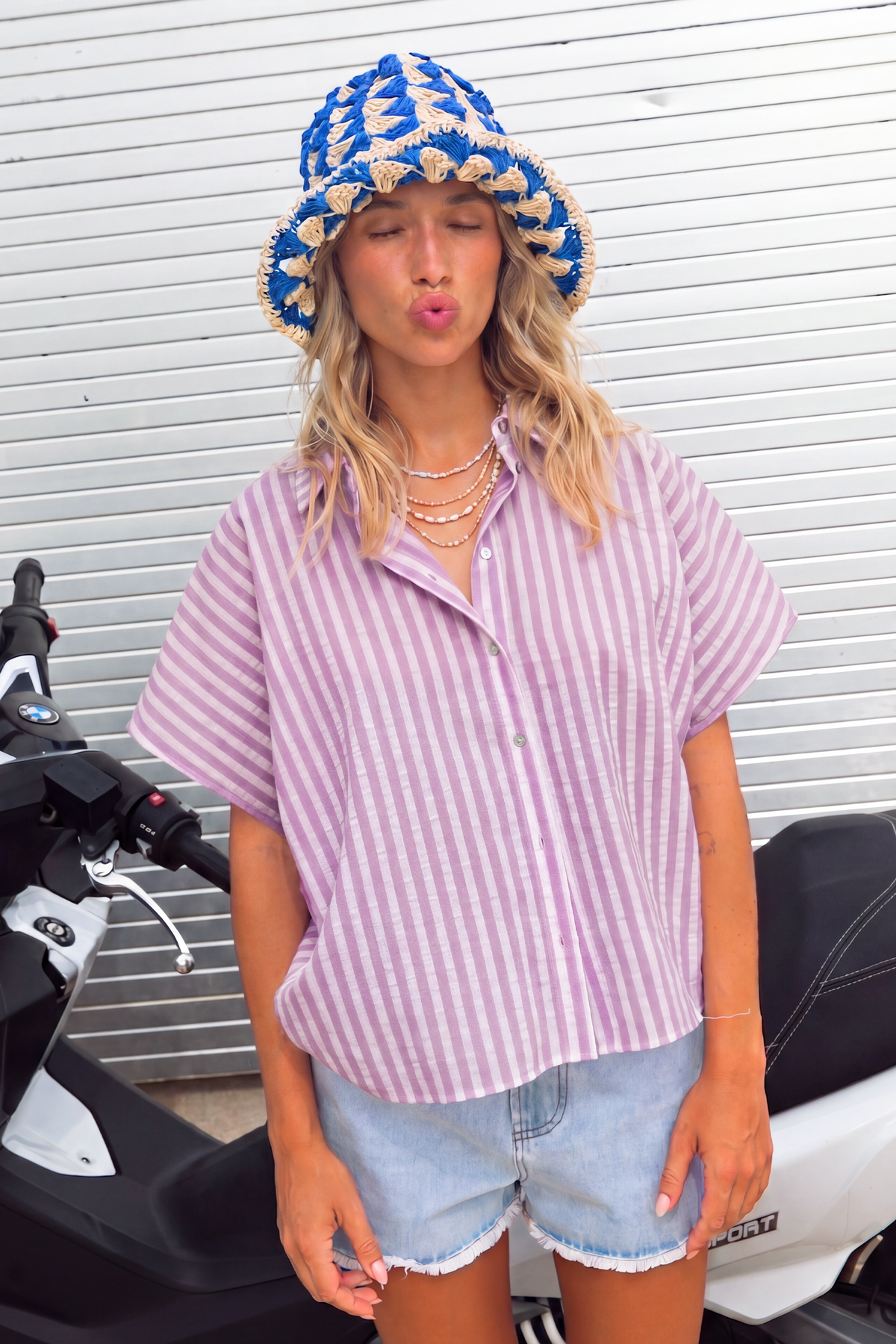 Purple Striped Caraibes Shirt