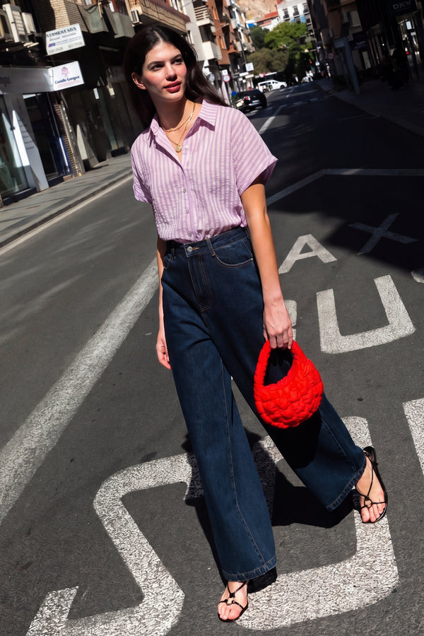 Chemise Caraibes à rayures violettes