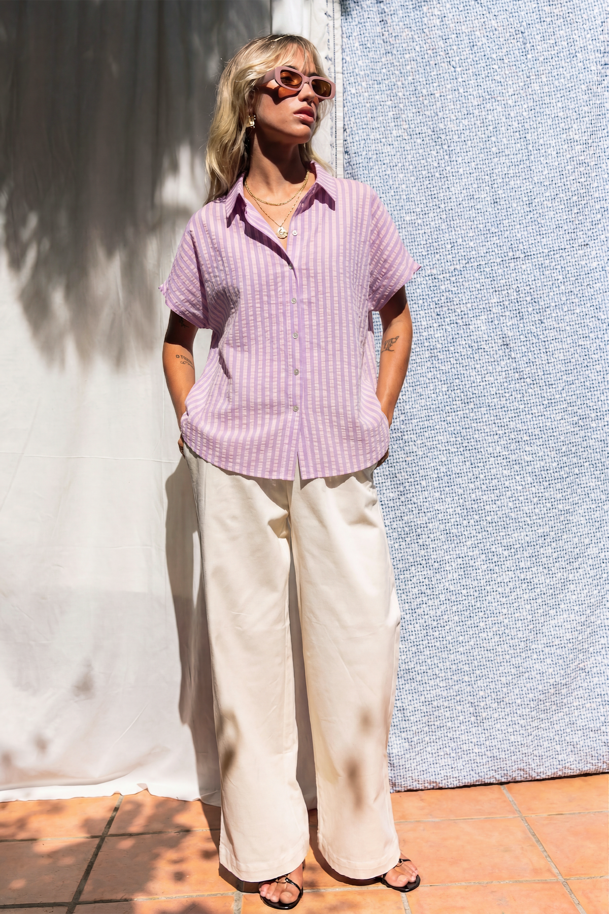 Purple Striped Caraibes Shirt