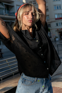 Chemise Caraibes noire à fleurs