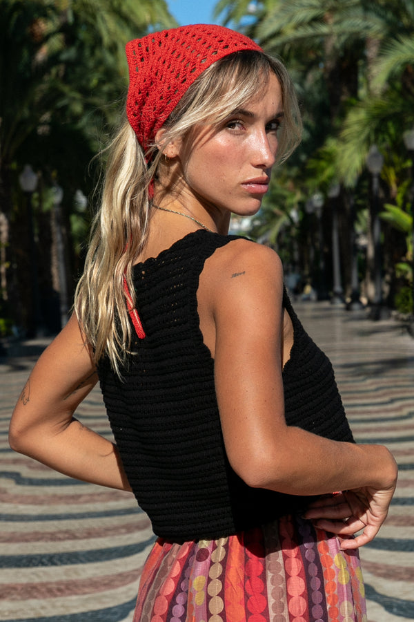 Top en crochet Montevideo noir