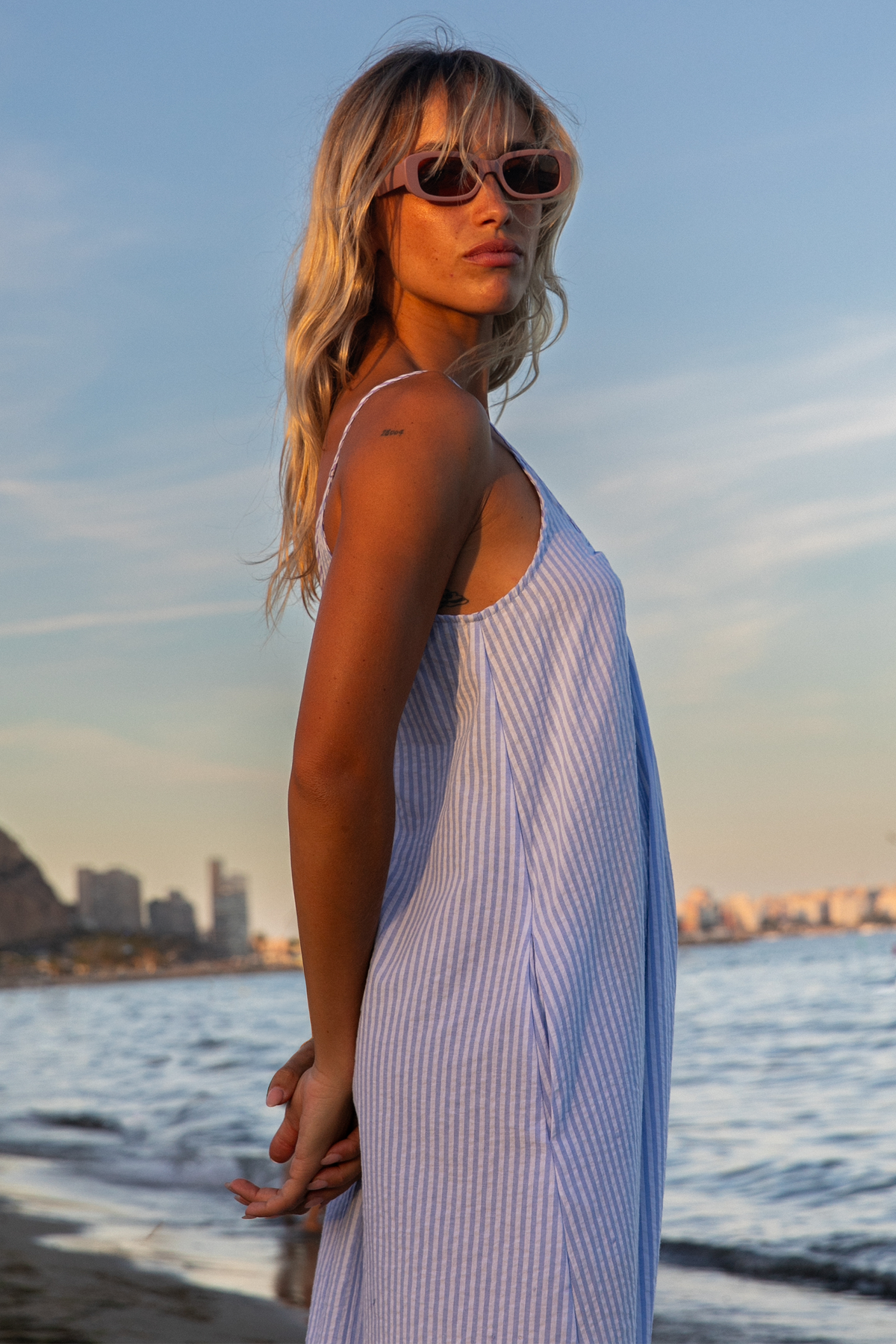 Ryta blue striped dress