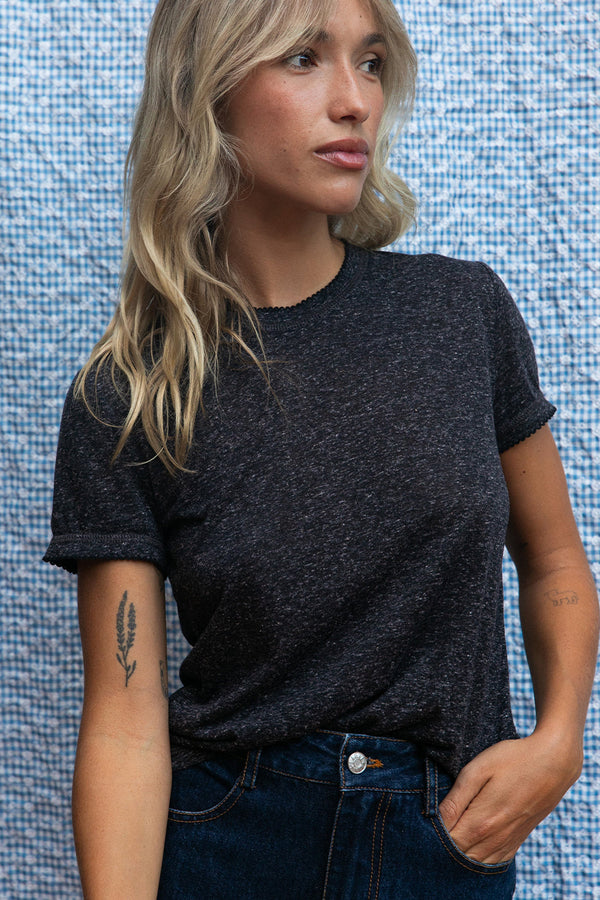 T-shirt Tia gris carbone