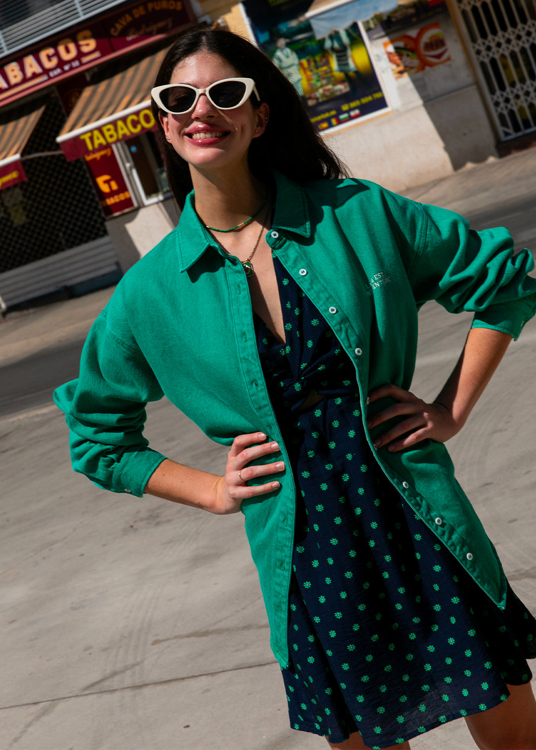 Veste en jean vert Veria