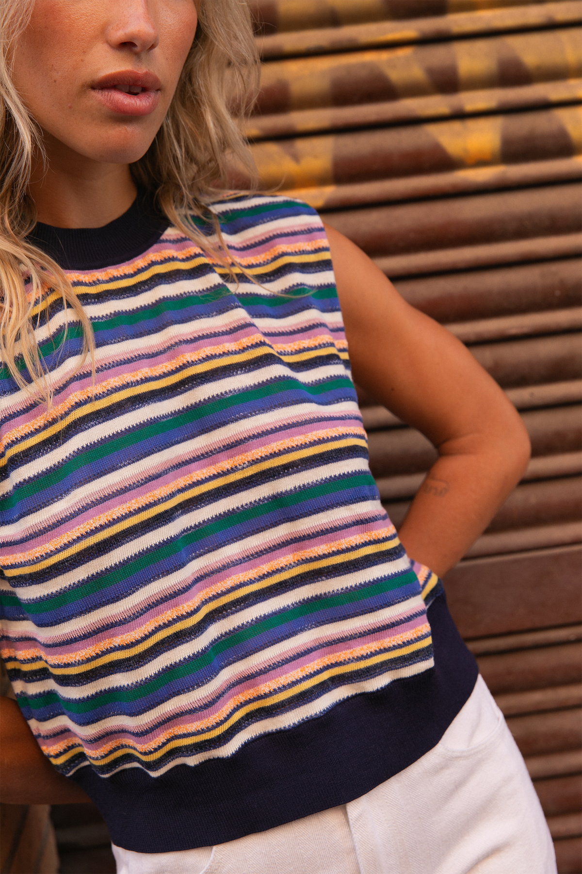 Top Morya rayures multicolores