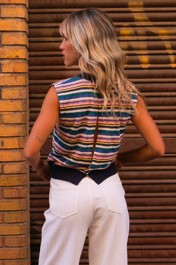 Top Morya rayures multicolores