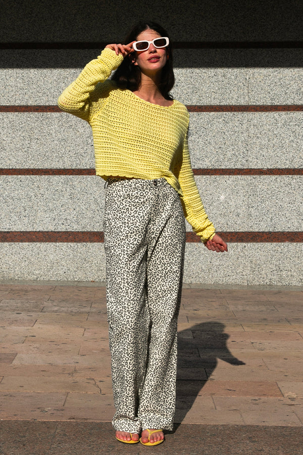 Pull en crochet Massena jaune