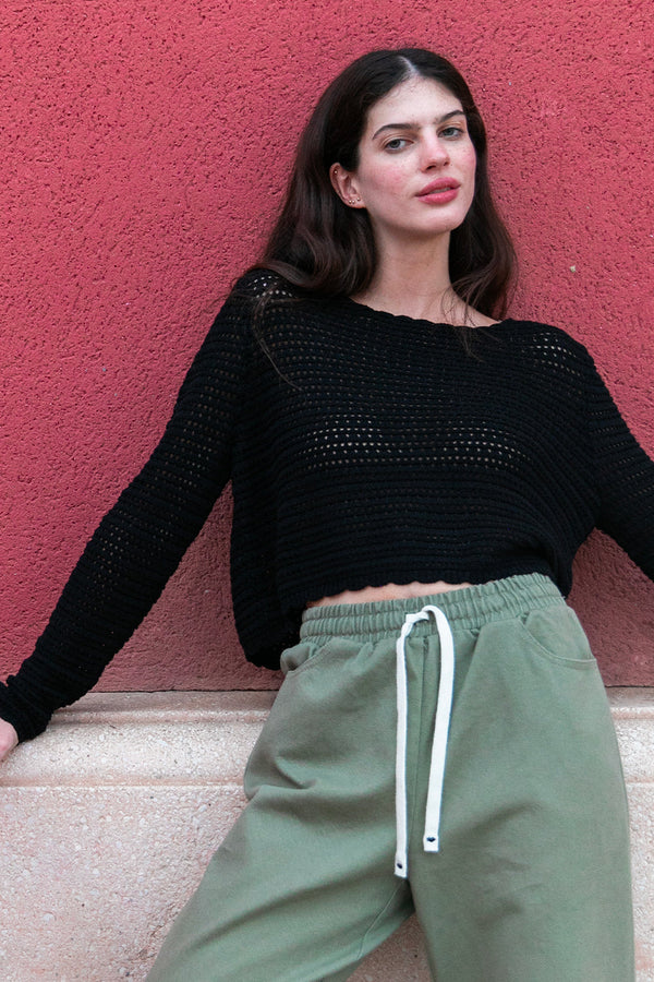 Pull en crochet Massena noir