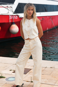 Palot Trousers with Embroidered Flowers