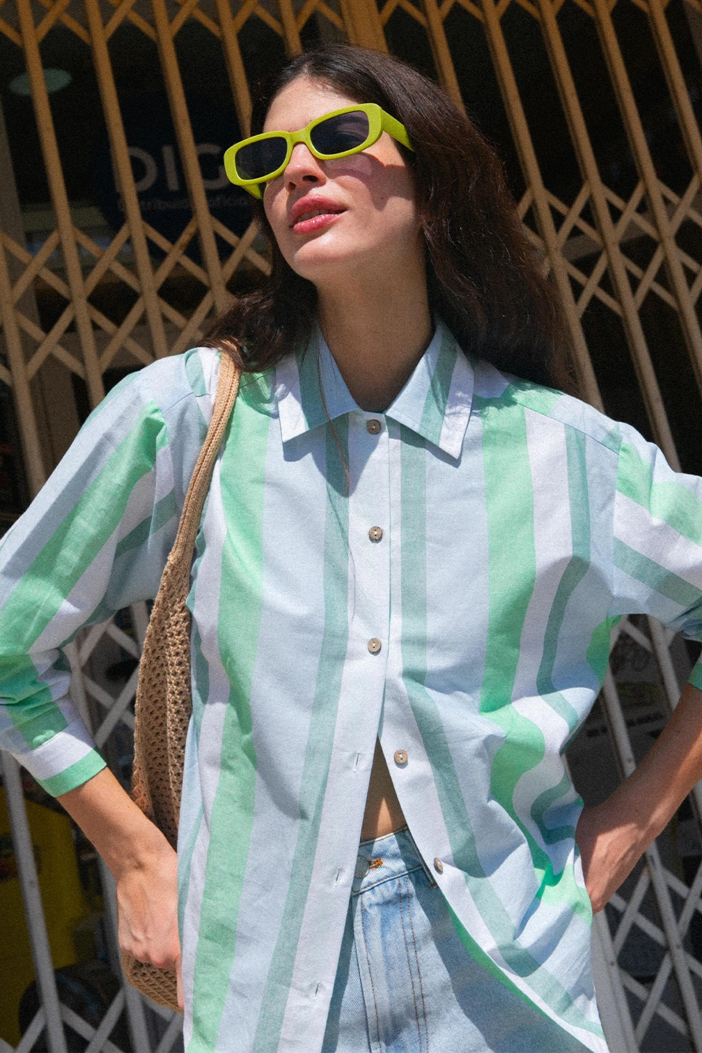 Chemise Cora rayures vertes
