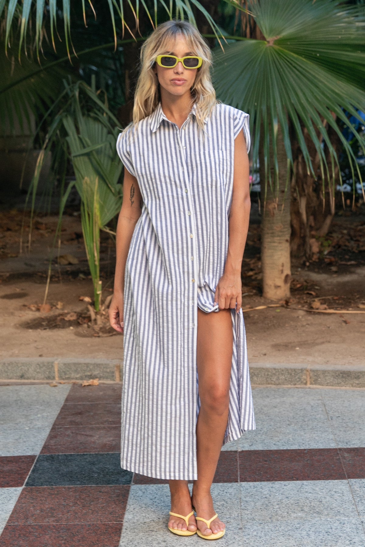 Navy blue striped Rayne dress
