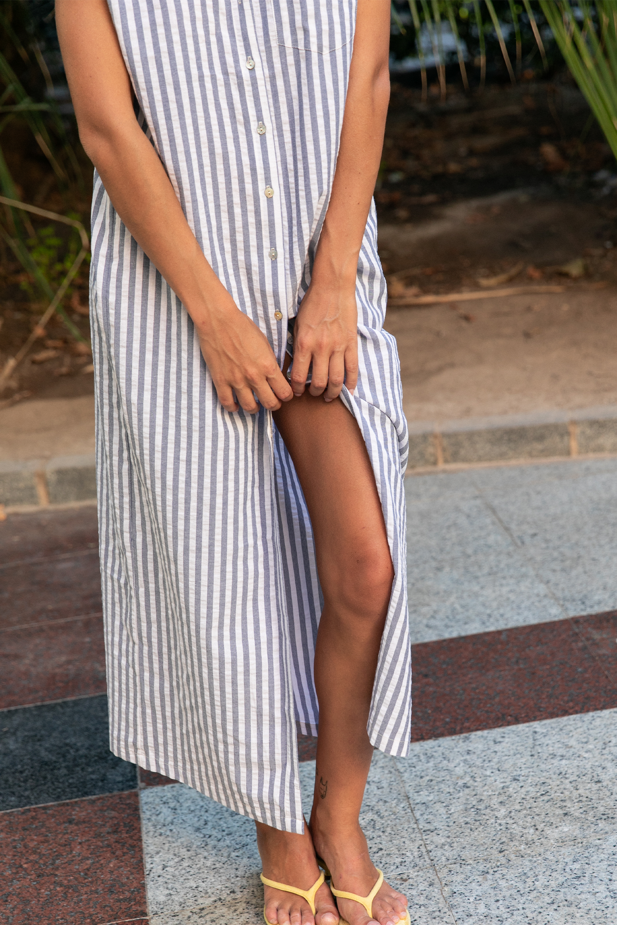 Navy blue striped Rayne dress