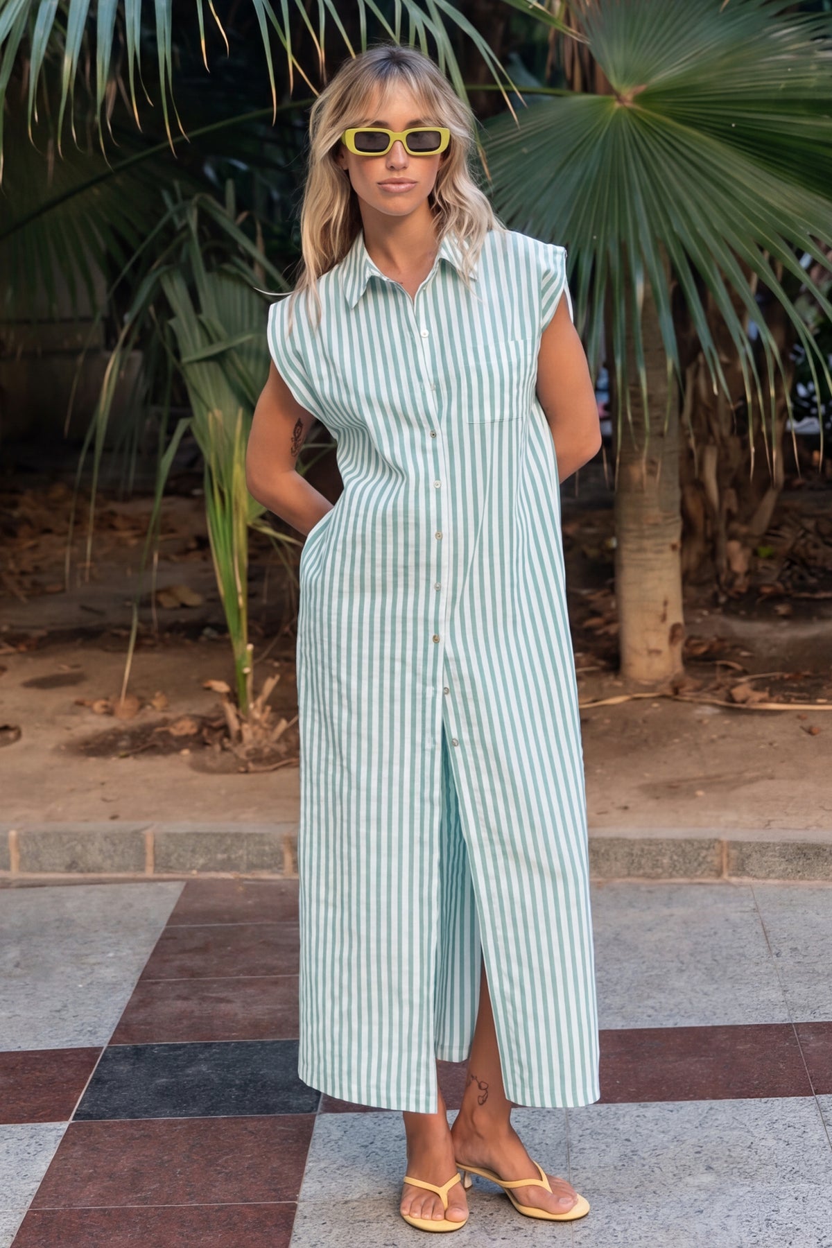 Rayne Green Striped Dress