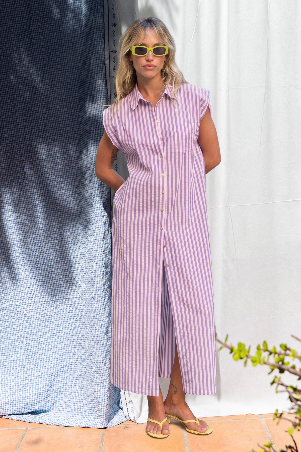 Purple striped Rayne dress