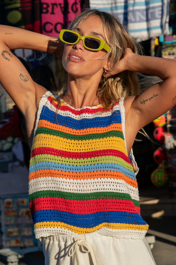 Top en crochet Montevideo multicolore