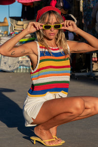 Top en crochet Montevideo multicolore