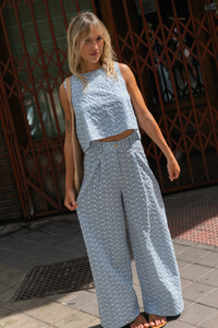 Pantalon Pakita vichy bleu