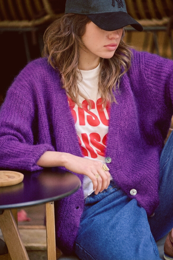 Gilet en mohair Laure violet