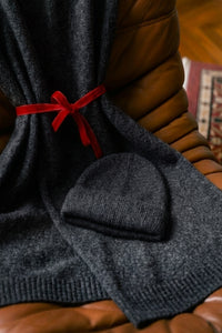 Lot Écharpe + Bonnet gris anthracite
