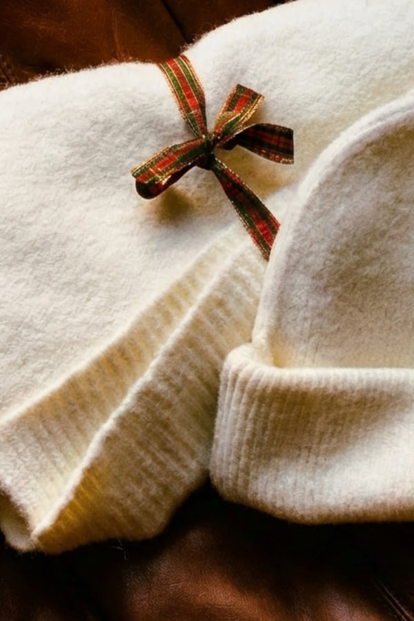 Lot Écharpe + Bonnet blancs