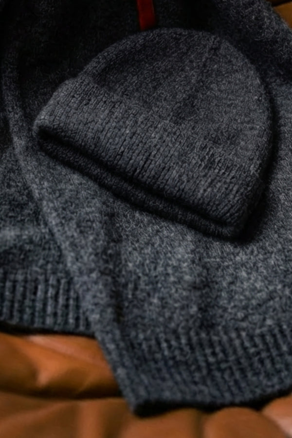 Lot Écharpe + Bonnet gris anthracite