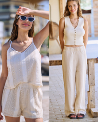 Ensemble long en crochet beige