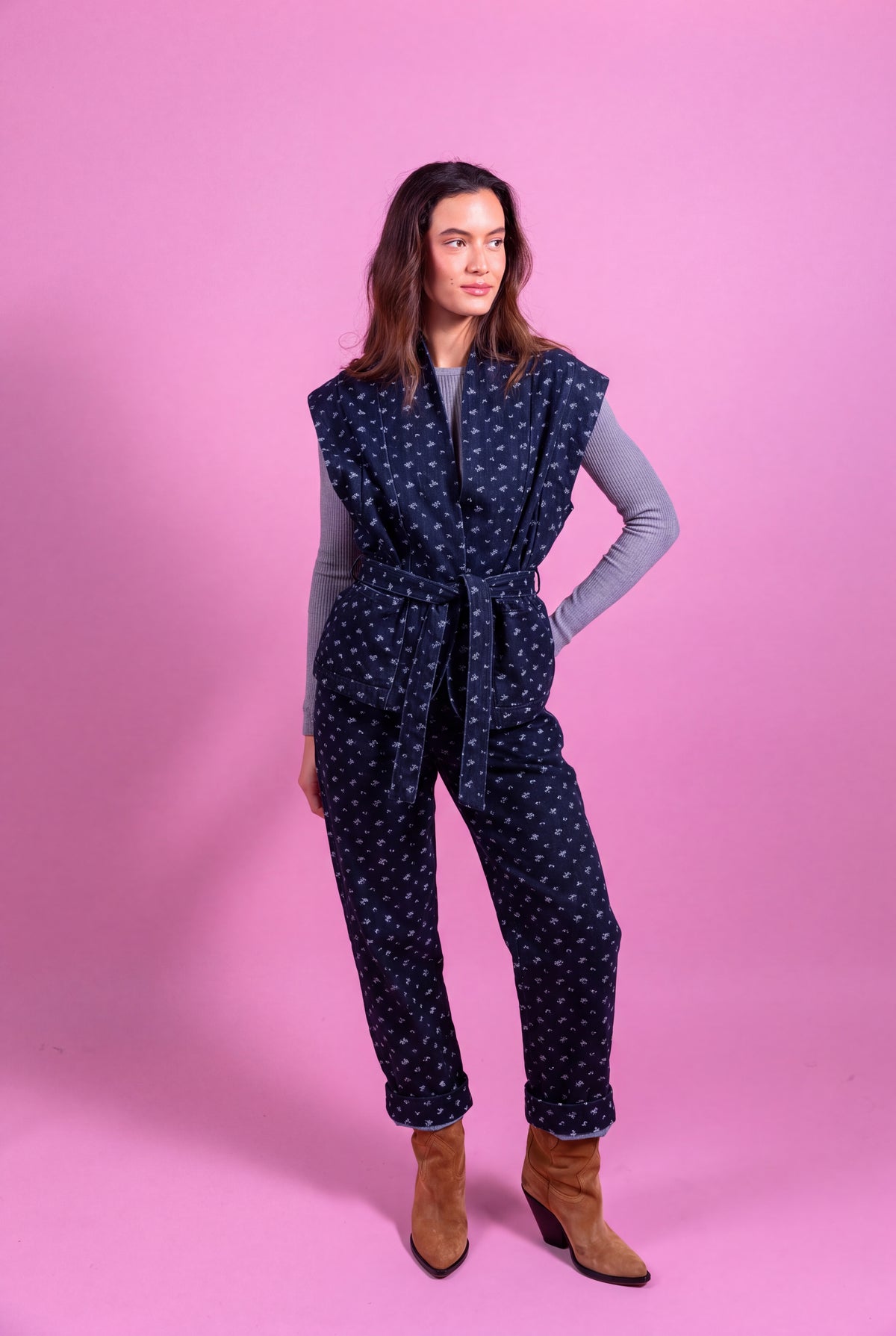 Ensemble Emilie en denim brut brossé