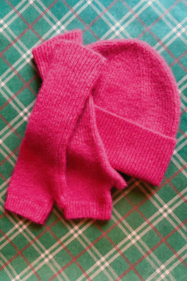 Lot Bonnet + Mitaines roses