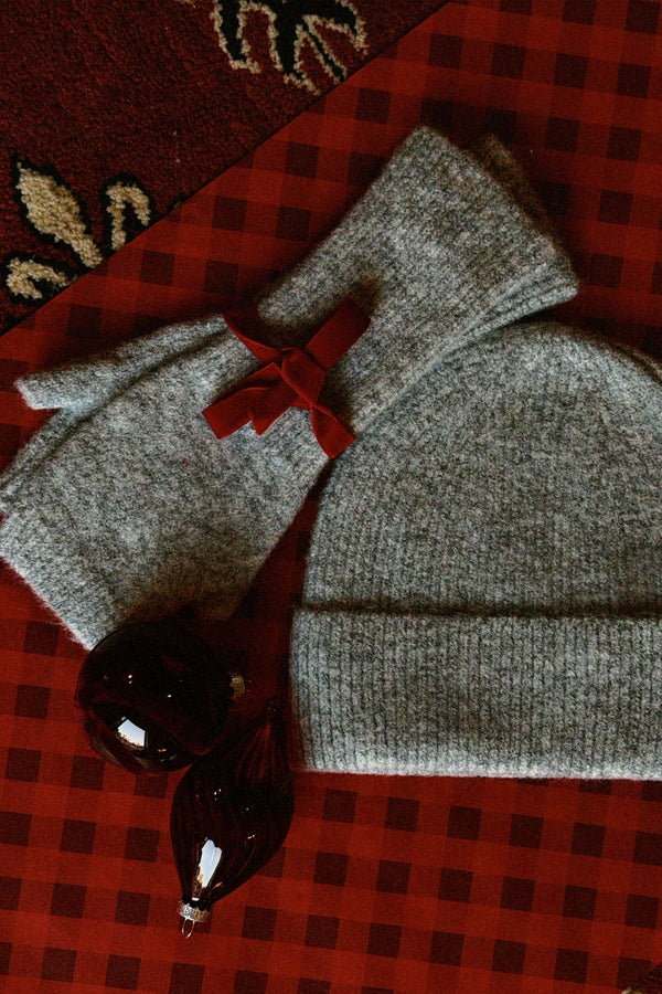 Lot Bonnet + Mitaines gris chiné