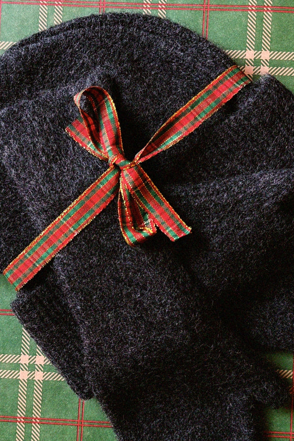 Lot Bonnet + Mitaines gris anthracite